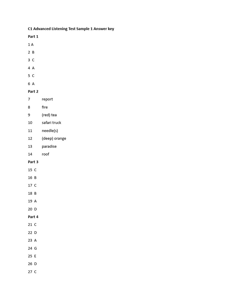 C1 Advanced Listening Test 1 Answers | PDF