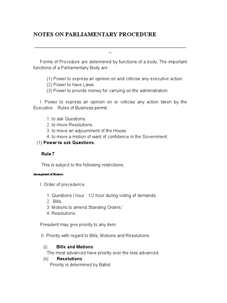 Parliamentary Procedure Guidelines | PDF