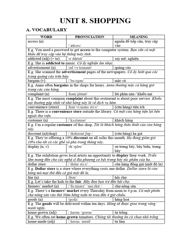Unit 8 shopping 2 pdf