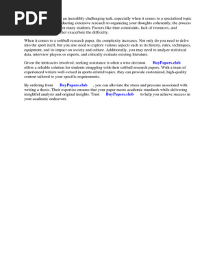Softball Research Paper