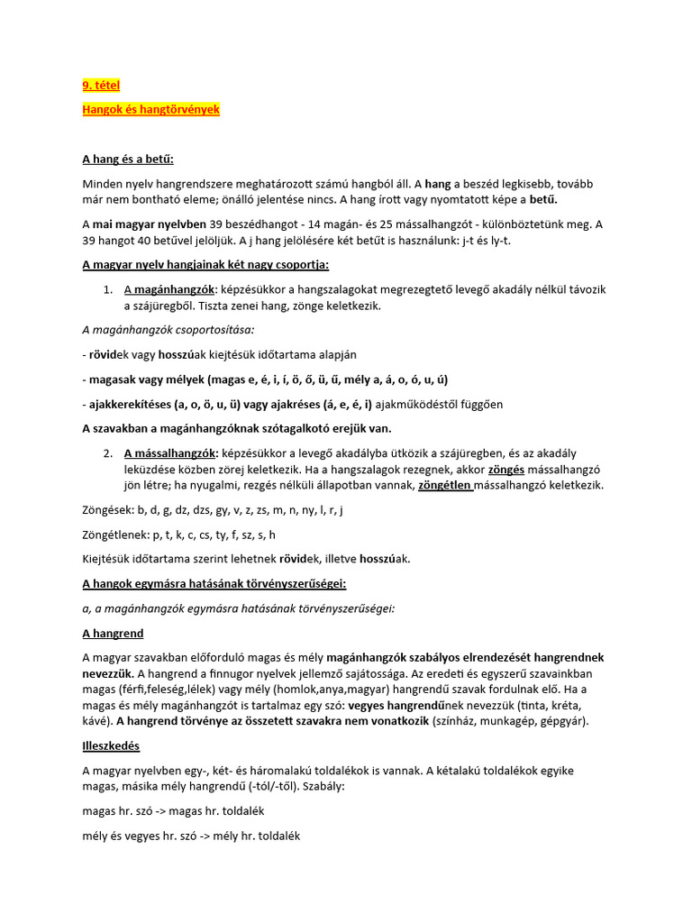 NY Hangok És Hangtörvények | PDF