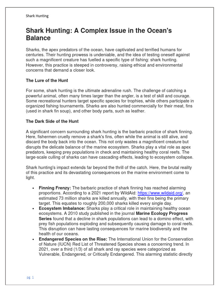 The Ethics of Shark Hunting | PDF | Sharks | Hunting