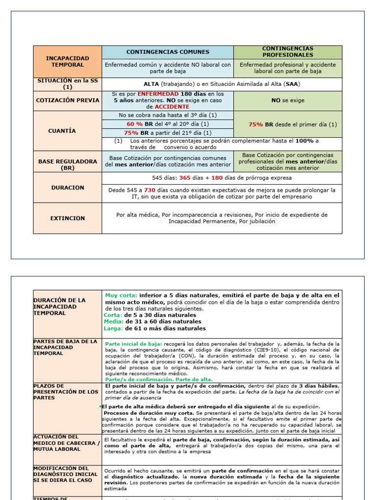 Guía sobre Incapacidad Temporal y Contingencias | PDF