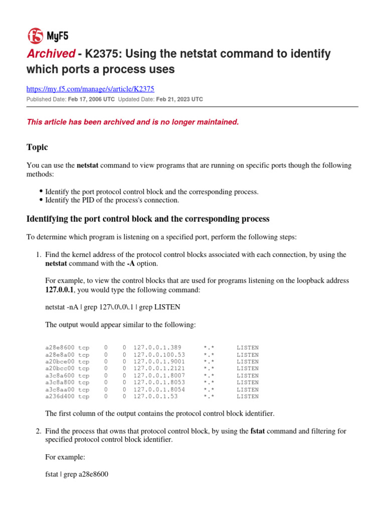 Using Netstat to Identify Ports and Processes | PDF | Teaching Methods ...