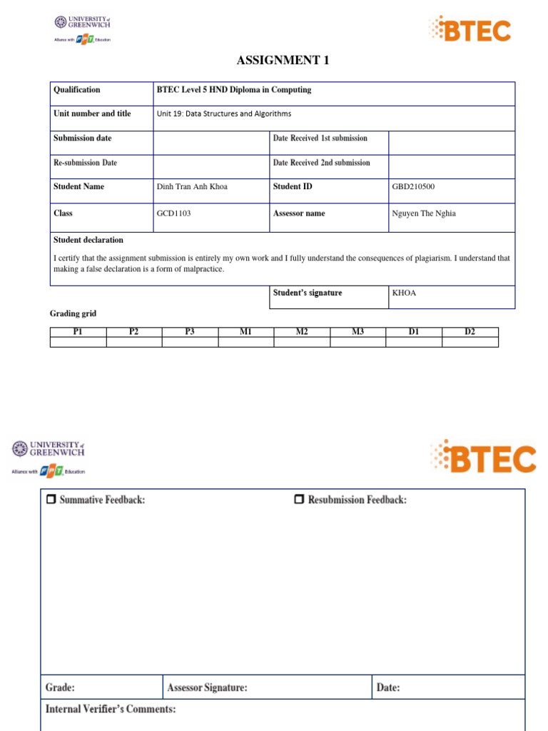 DSA1649 GBD210500 AnhKhoa ASM1 | PDF | Queue (Abstract Data Type ...