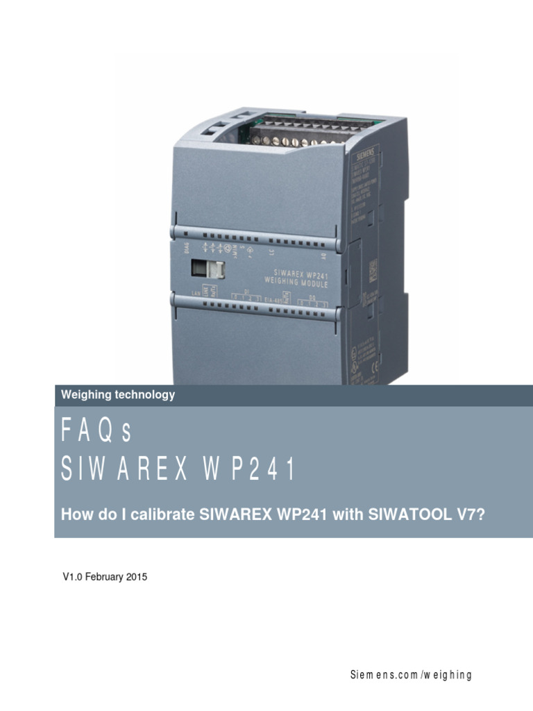 SIWAREX WP241 Quick Commissioning Guide | PDF | Calibration | Parameter ...