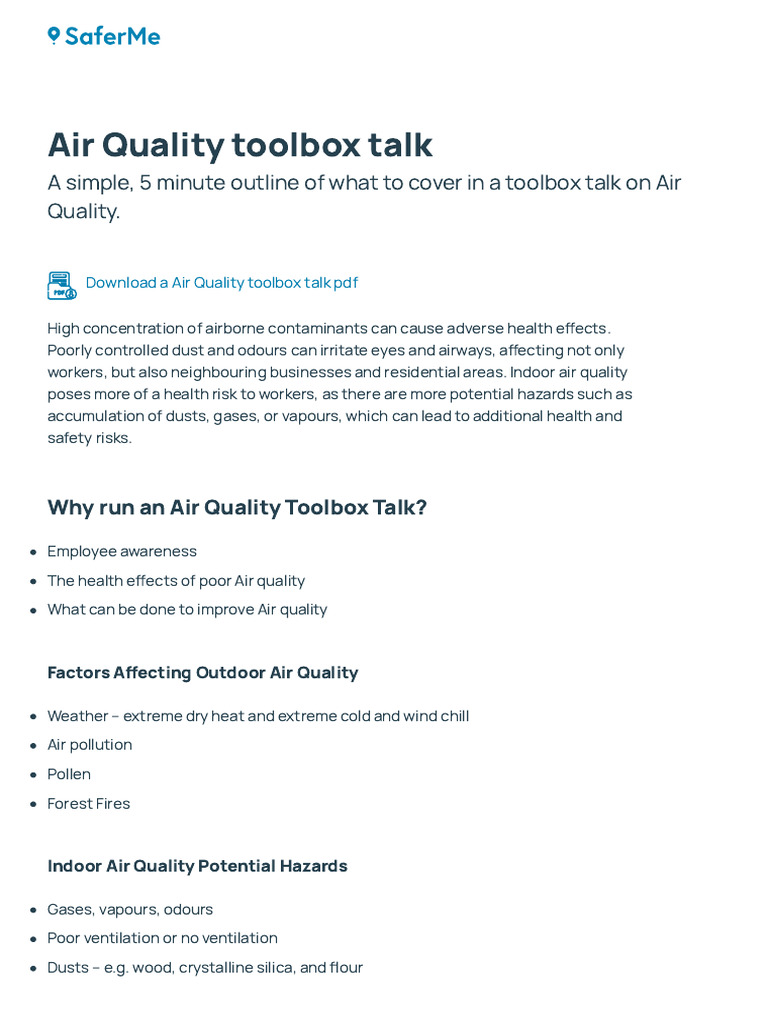 Air Quality toolbox talk PDF