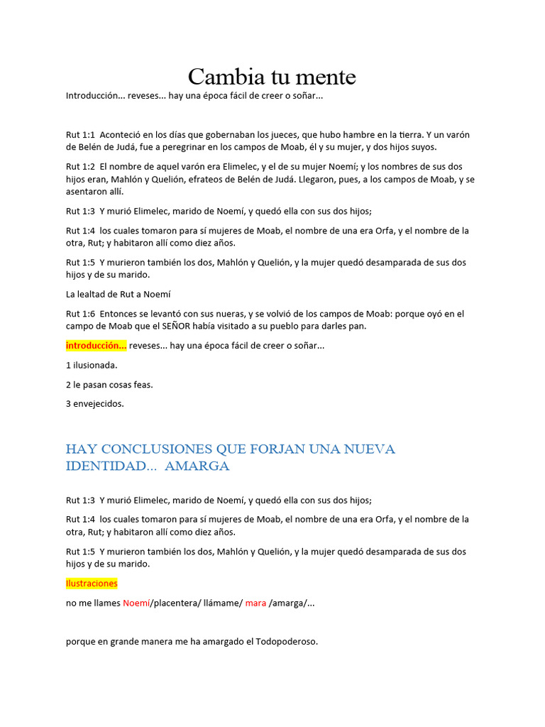 Cambia Tu Mente | PDF | Rut (figura bíblica) | Noemí (figura bíblica)