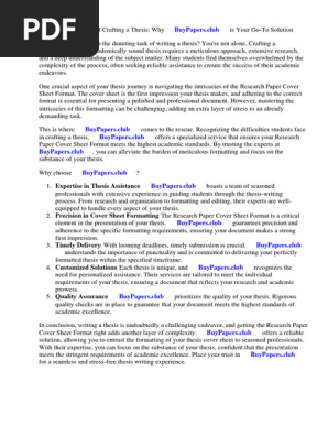 Research Paper Cover Sheet Format