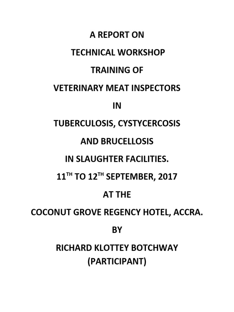 Report-Slaughter Workshop - Richard - Klottey - Botchway | PDF ...