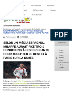 Selon Un Média Espagnol, Mbappé Aurait Fixé Trois Conditions À Ses Dirigeants Pour Accepter de Rester À Paris Sur La Durée