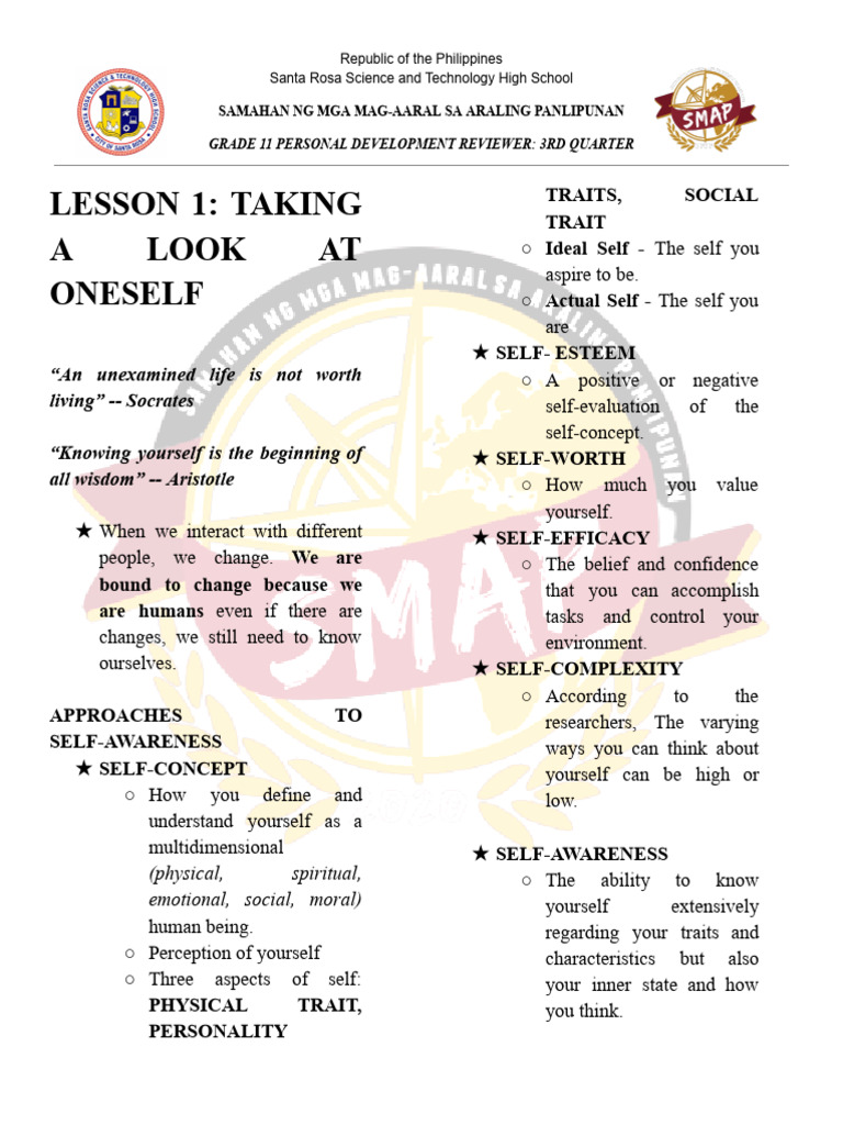 SMAP Grade 11 Q3 Reviewer | PDF | Adolescence | Stress (Biology)
