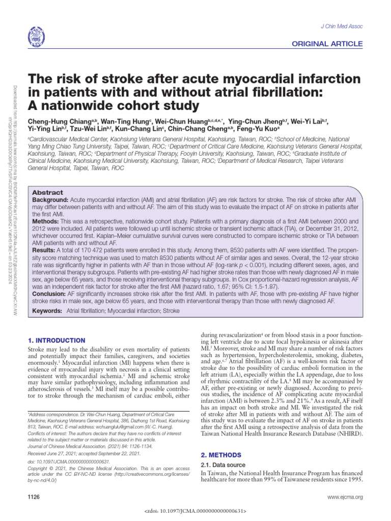 The Risk of Stroke After Acute Myocardial.10 | PDF | Myocardial ...