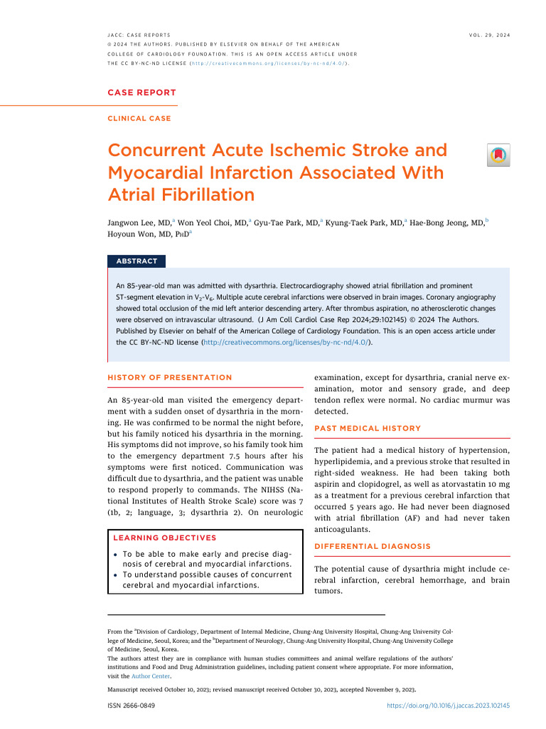 Acute Stroke and MI Linked to AF | PDF | Myocardial Infarction | Stroke