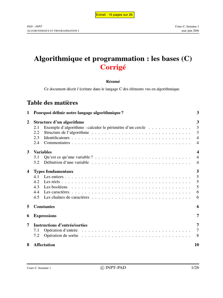 Bases de l'algorithmique en C | PDF | Technologie et ingénierie