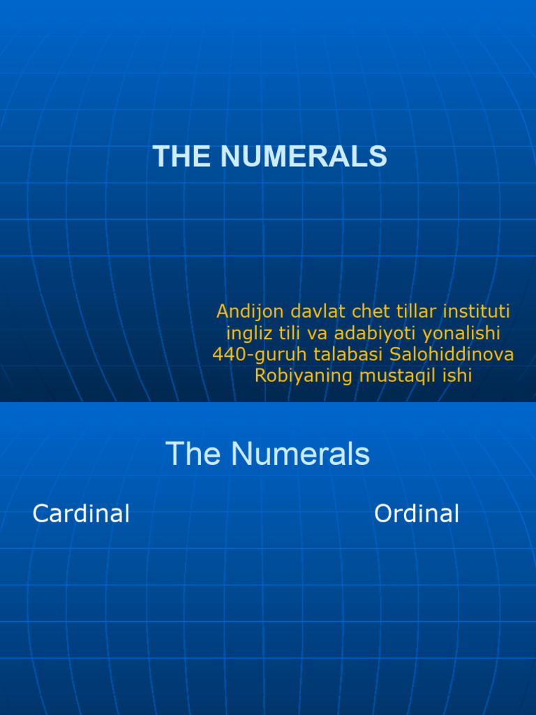 Understanding Numerals: Cardinals & Ordinals | PDF | Travel