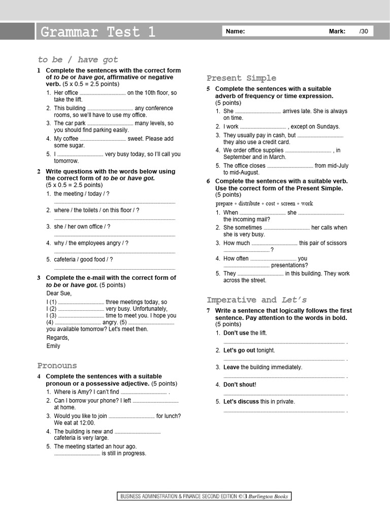 Mock Grammartest1 Pdf Language Families Language Mechanics