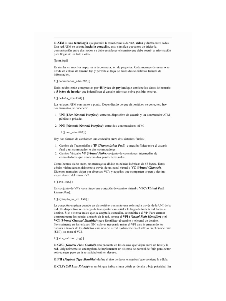 Redes Atm Asynchronous Transfer Mode Pdf Modo De Transferencia