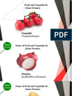 Name of Fruit and Vegetable in Afaan Oromoo - Fuduraaleefi Kuduraalaa