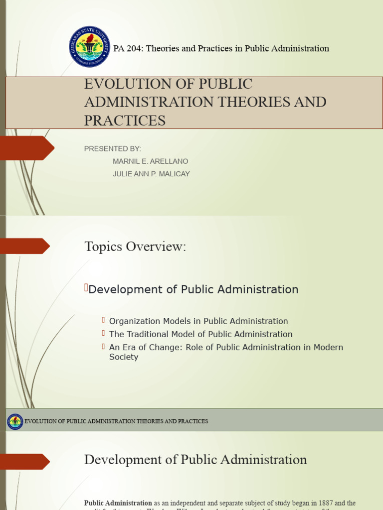 Evolution of Public Administration Theories | PDF | Public ...