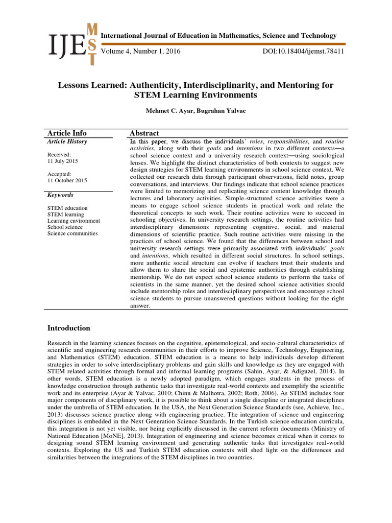 Enhancing STEM Learning Environments | PDF | Science | Mentorship