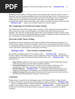 Owl Research Paper Format