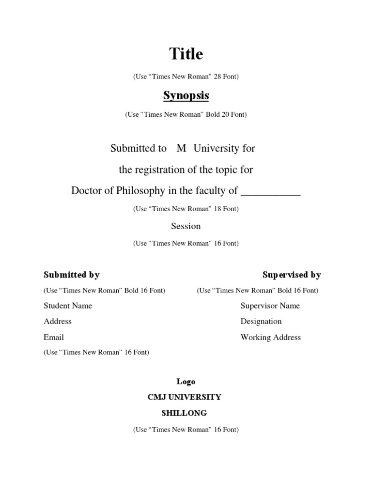 PhD Synopsis Submission Guidelines | PDF | Art | Computers