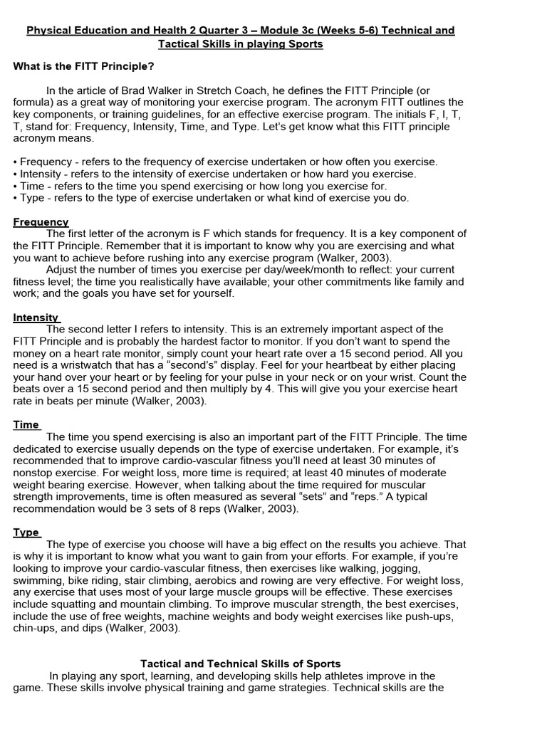 Pe Quarter 3 Week 6 Pdf Volleyball Physical Fitness