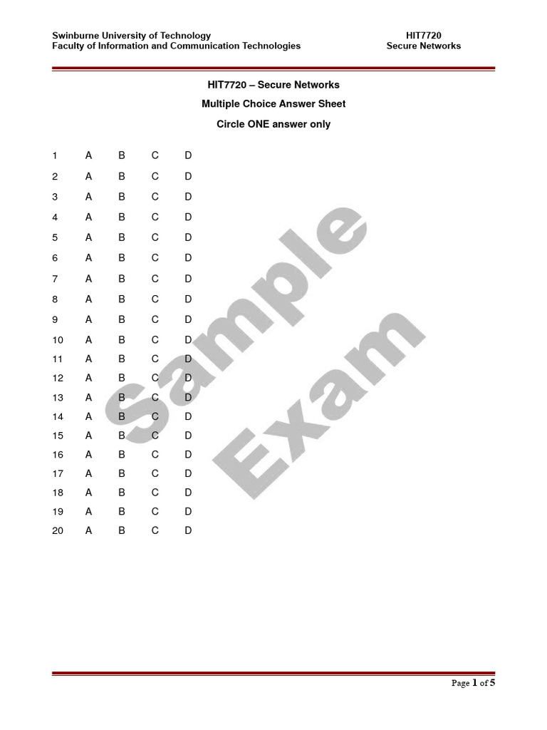 HIT7720 Secure Networks Exam Answer Sheet | PDF | Computer Network | I Pv6