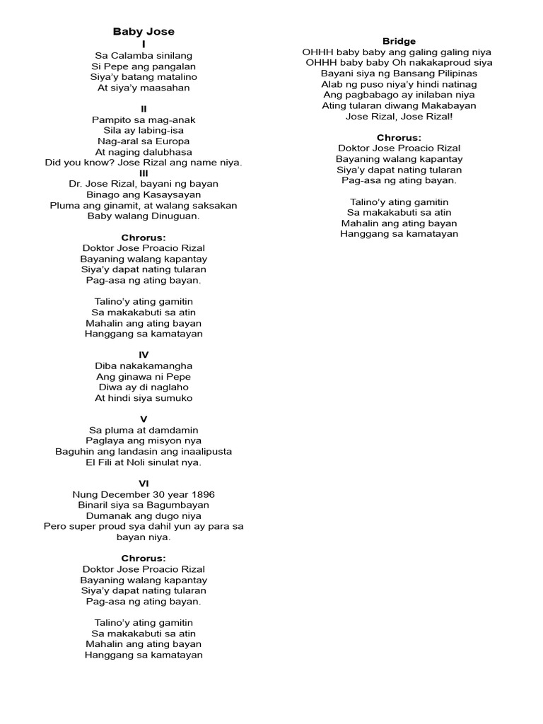 Dr. Jose Rizal song | PDF