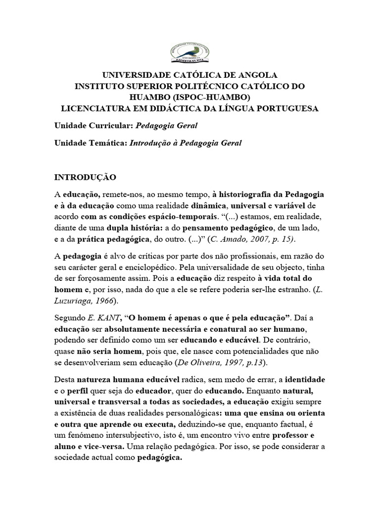 Pedagogia Geral | PDF | Pedagogia | Science