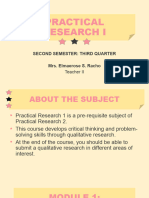 Practical Research I: Second Semester: Third Quarter Mrs. Elmaerose S. Racho