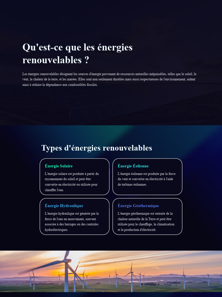 Énergies renouvelables : types et avantages | PDF | Énergie ...