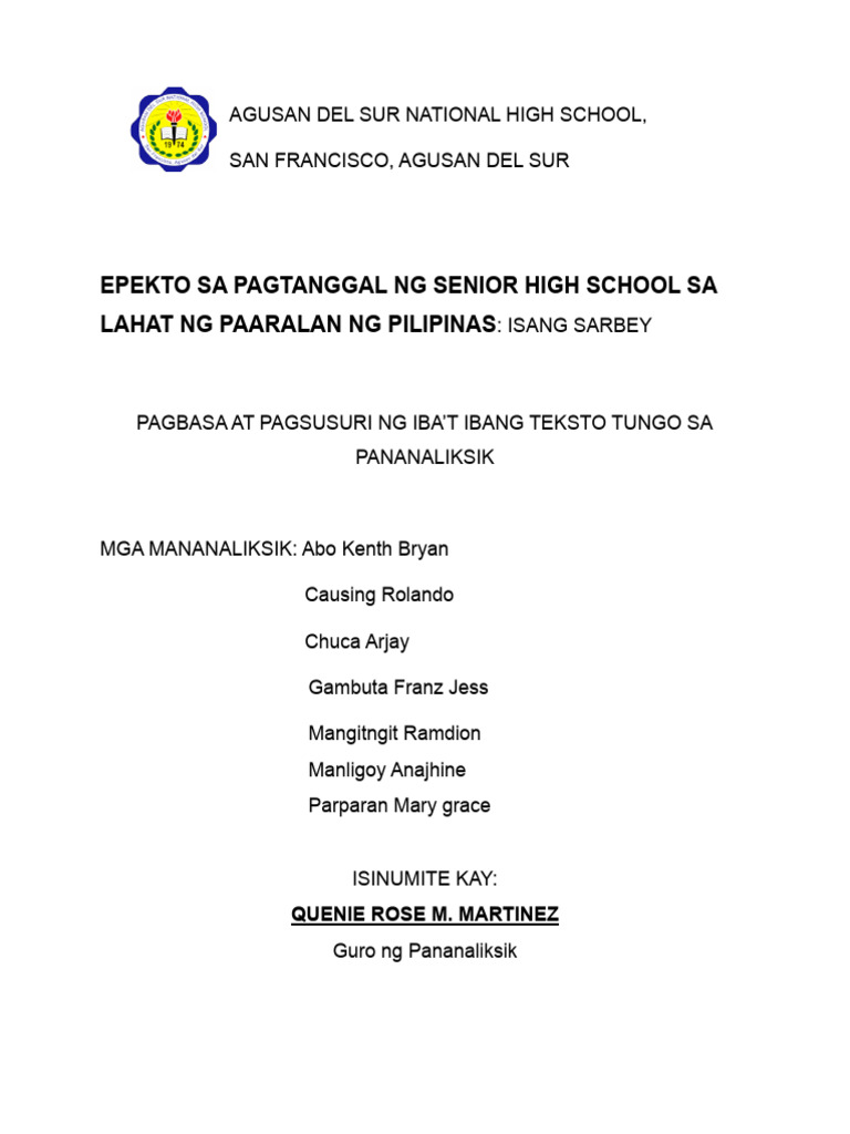 AGUSAN DEL SUR NATIONAL HIGH SCHOOL PDF