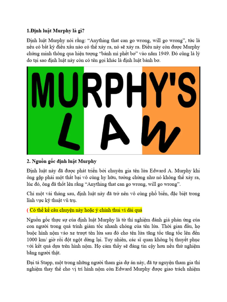 (HUST) ĐỊNH LUẬT MURPHY | PDF