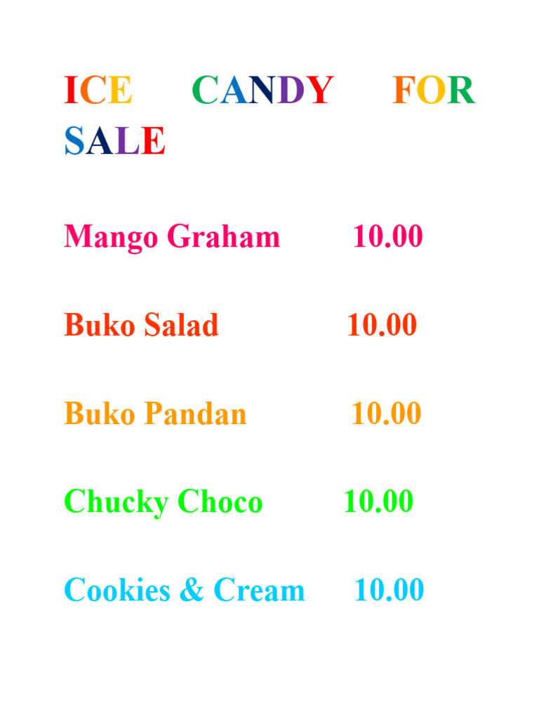 Ice Candy For Sale | PDF