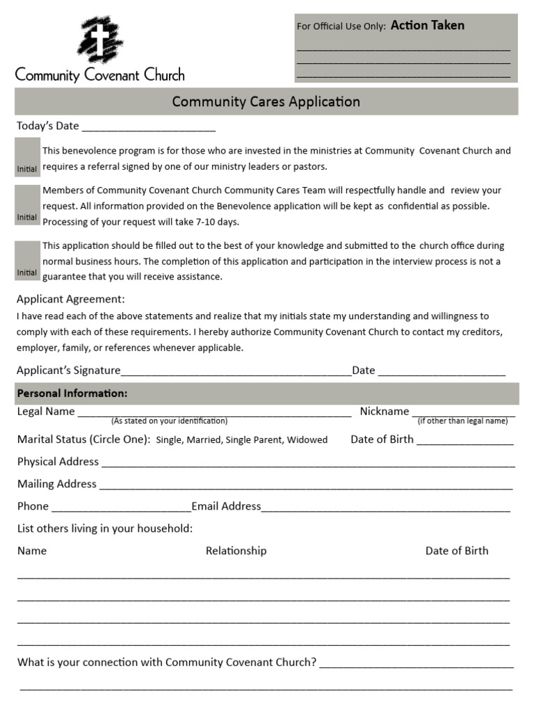 Community cares application pdf career growth business