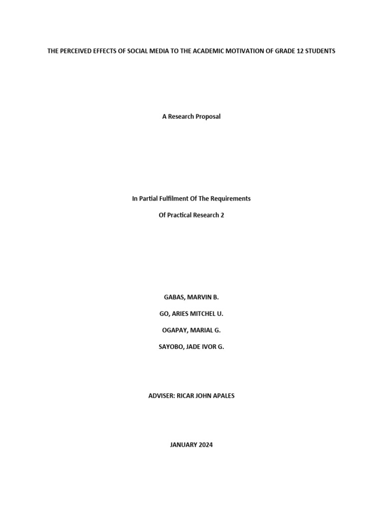 Social Media's Impact on Grade 12 Motivation | PDF | Social Media ...
