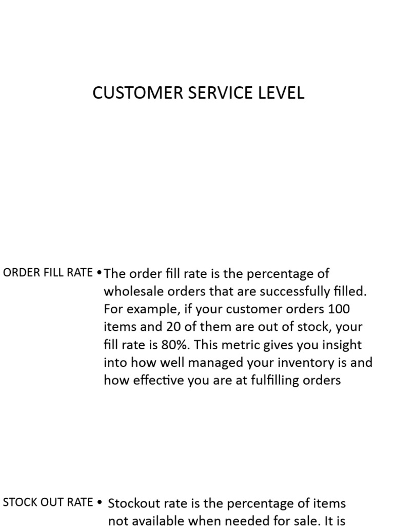 Inventory & Order Fulfillment Metrics | PDF | Inventory | Logistics
