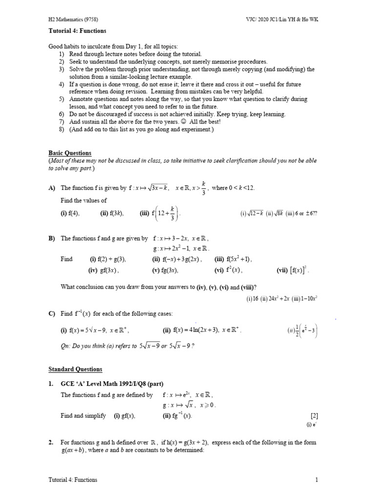 Tutorial 4 Functions Questions | PDF | Cognition | Learning