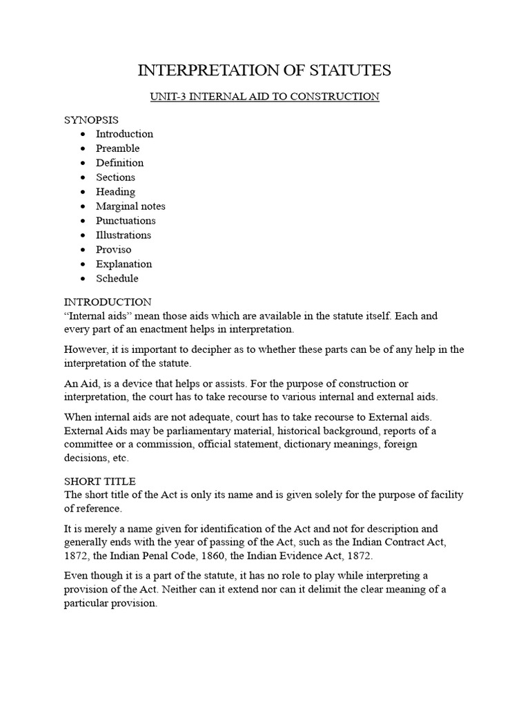 Unit 3 Ios | PDF | Bill (Law) | Statutory Interpretation