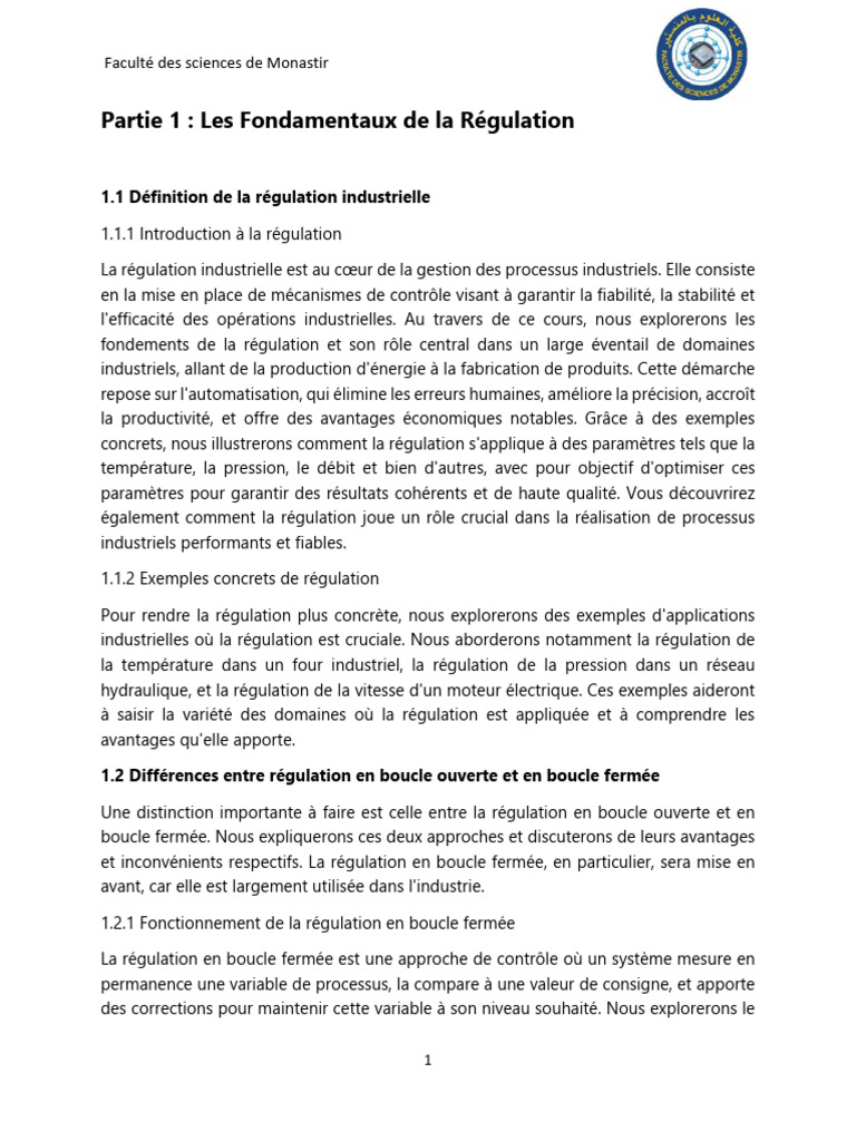 Fondamentaux de la Régulation Industrielle | PDF | Programmation ...