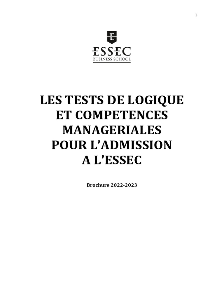 Tests de logique pour admission ESSEC | PDF | Grippe