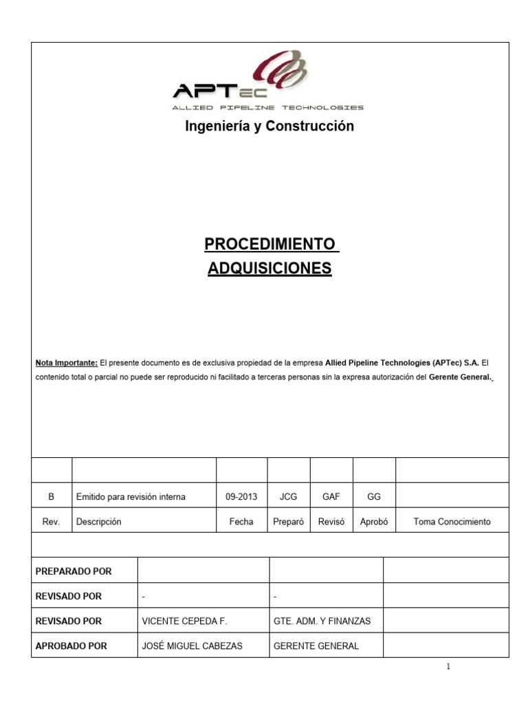 APTec_Procedimiento ADQ_v1 | PDF