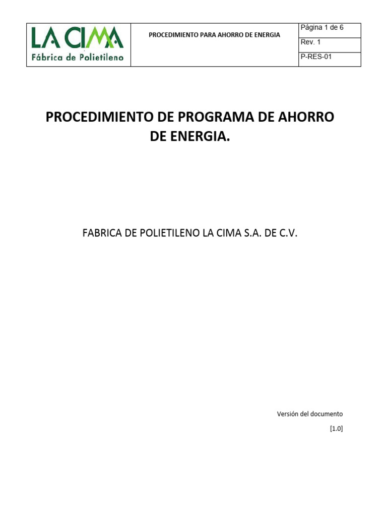 Programa de Ahorro de Energía La Cima | PDF | Uso eficiente de energía