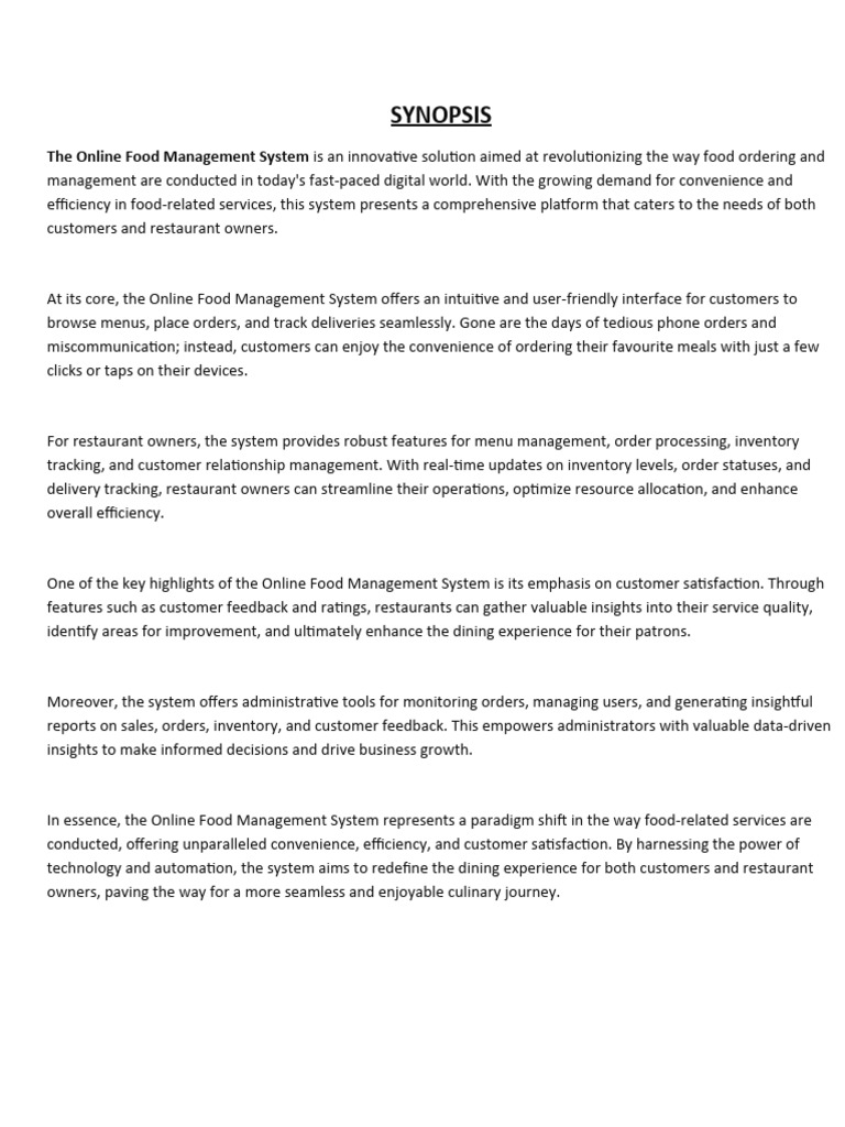 Online Food Management System Overview | PDF | Software Testing | Databases