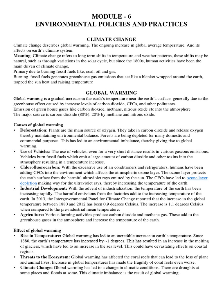 Evs Module 7 Pdf Climate Change Greenhouse Gas