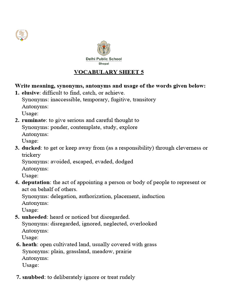 Antonyms for Key Vocabulary Terms | PDF | Language Arts & Discipline ...