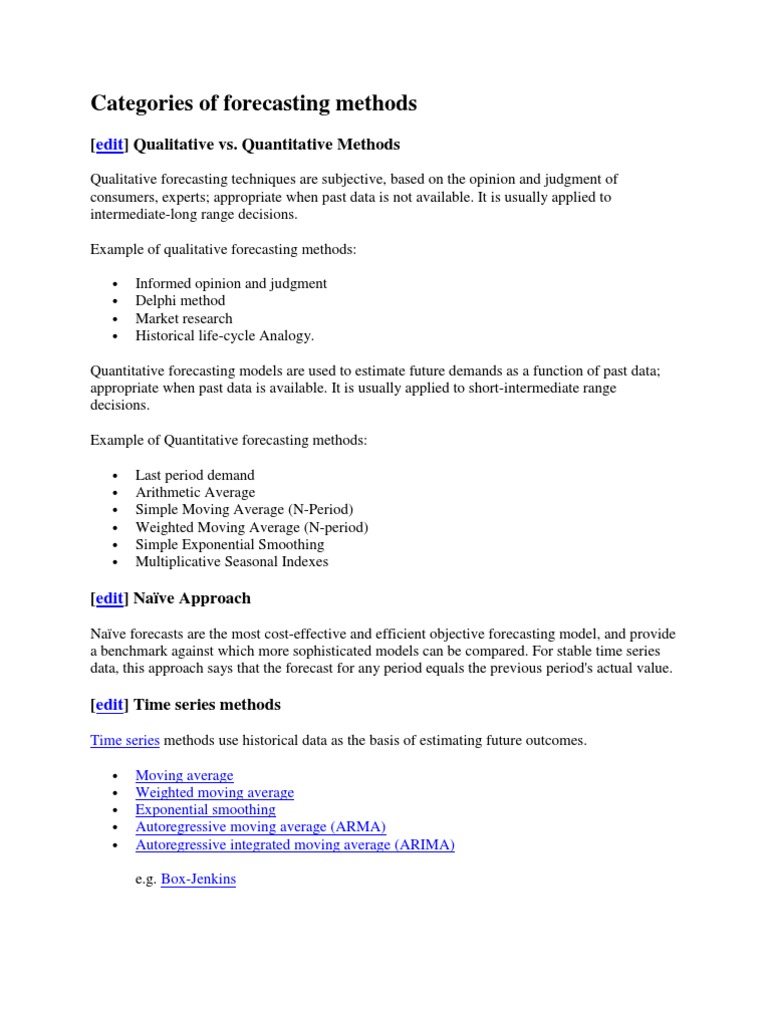 Categories of Forecasting Methods | PDF | Forecasting | Time Series