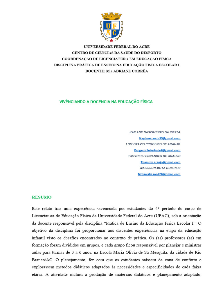 Relato de Experiência Pronto | PDF